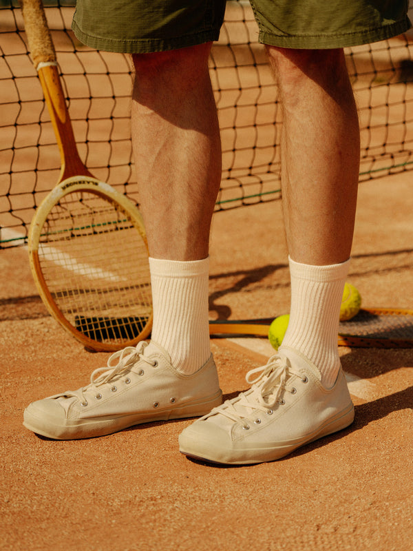 Pétrone chaussettes de tennis coton bio ecocell écru homme