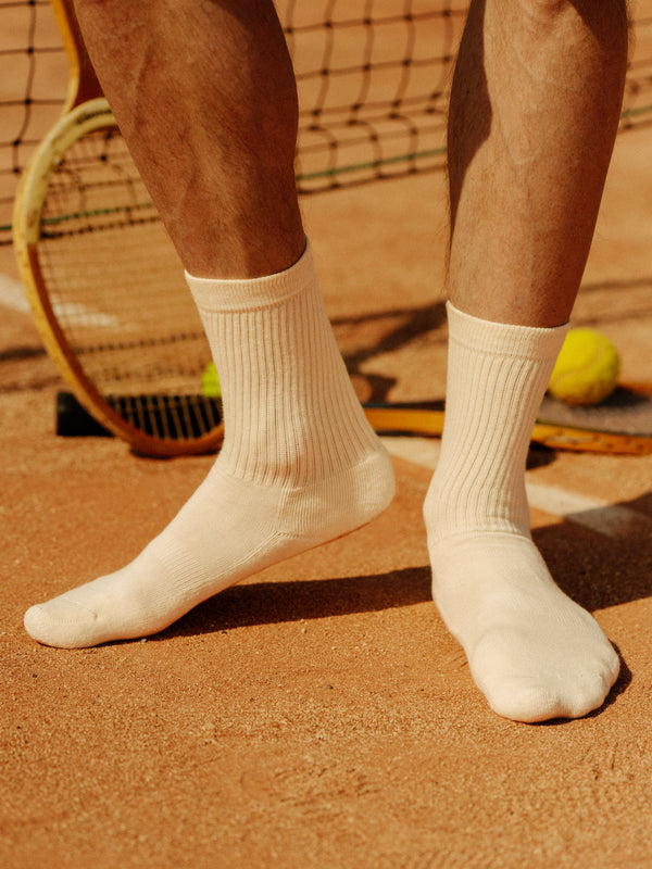 Pétrone chaussettes de tennis coton bio ecocell écru homme