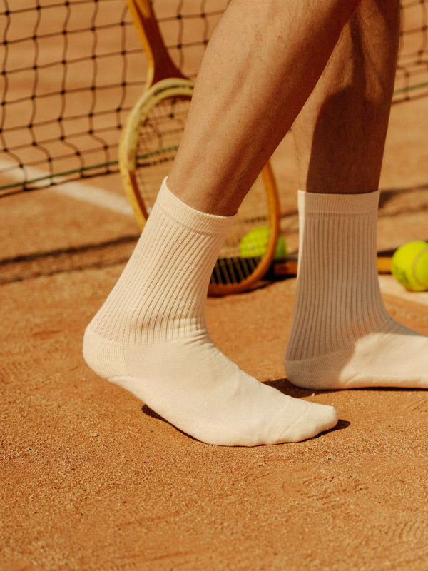 Pétrone chaussettes de tennis coton bio ecocell écru homme