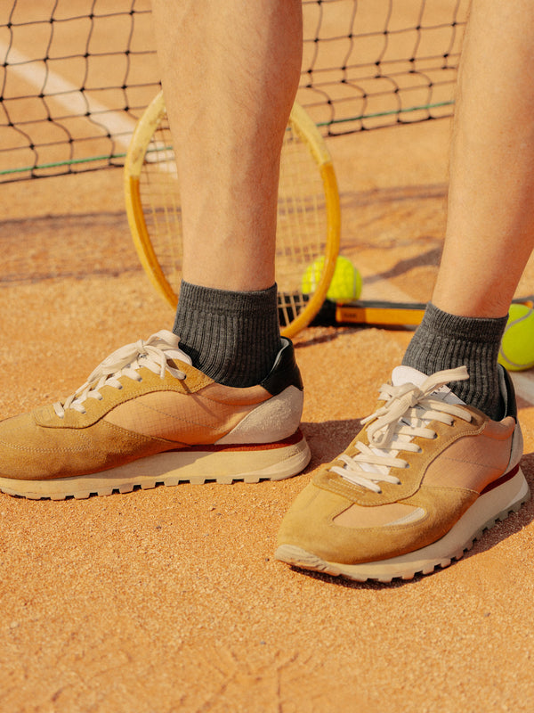 Pétrone chaussettes de tennis coton bio ecocell gris moyen homme