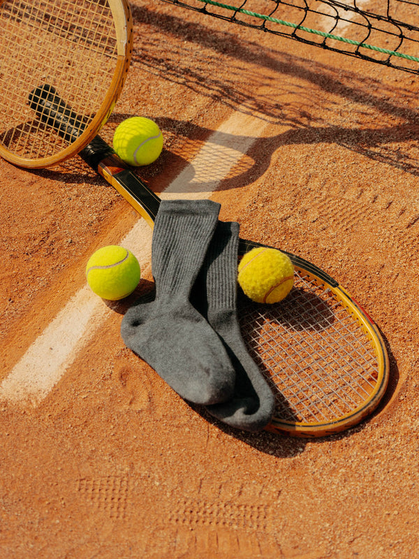 Pétrone chaussettes de tennis coton bio ecocell écru rayé marine homme