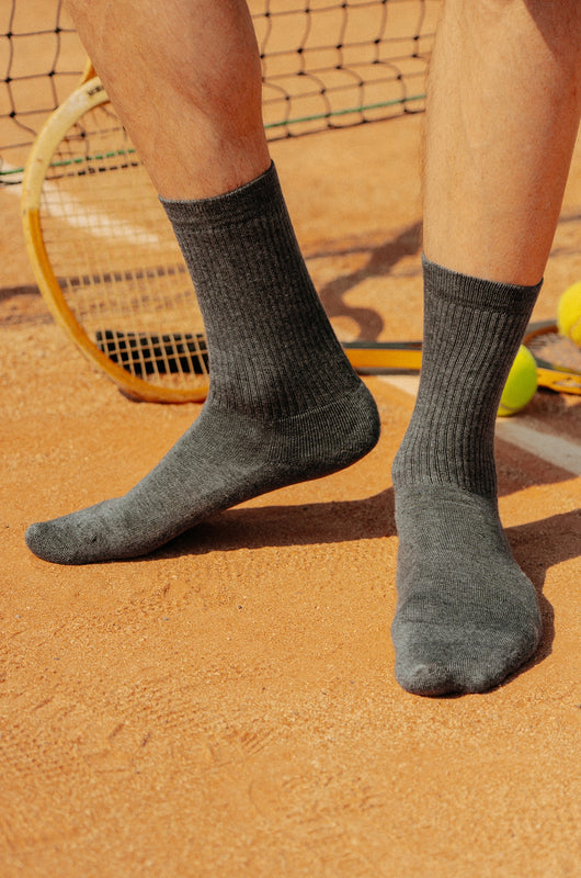 Pétrone chaussettes de tennis coton bio ecocell gris moyen homme
