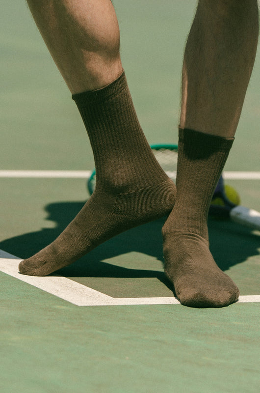 Pétrone chaussettes de tennis coton bio ecocell vert kaki homme