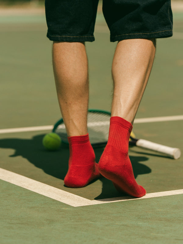 Pétrone chaussettes de tennis coton bio ecocell rouge homme