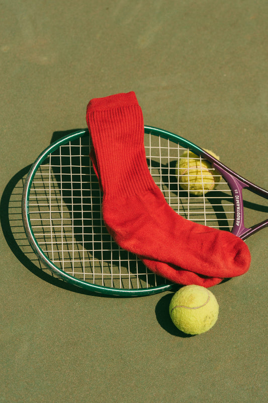 Pétrone chaussettes de tennis coton bio ecocell écru rayé marine homme