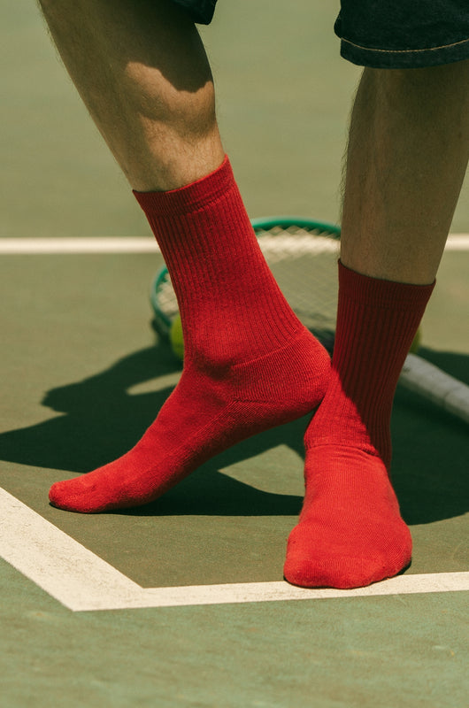 Pétrone chaussettes de tennis coton bio ecocell rouge homme