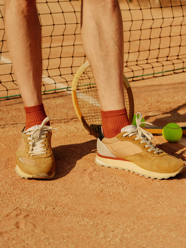 Pétrone chaussettes de tennis coton bio ecocell rouille homme