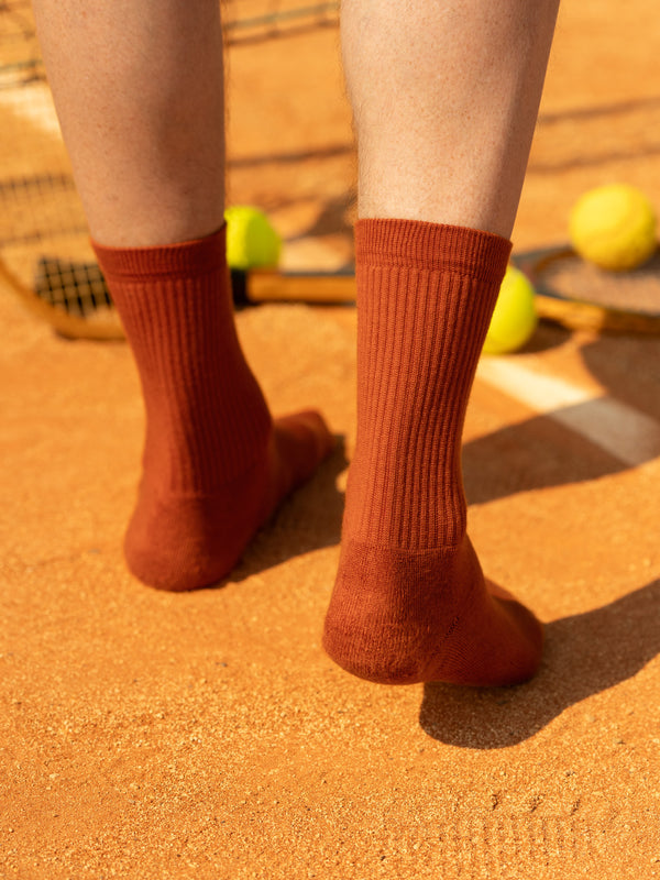 Pétrone chaussettes de tennis coton bio ecocell rouille homme