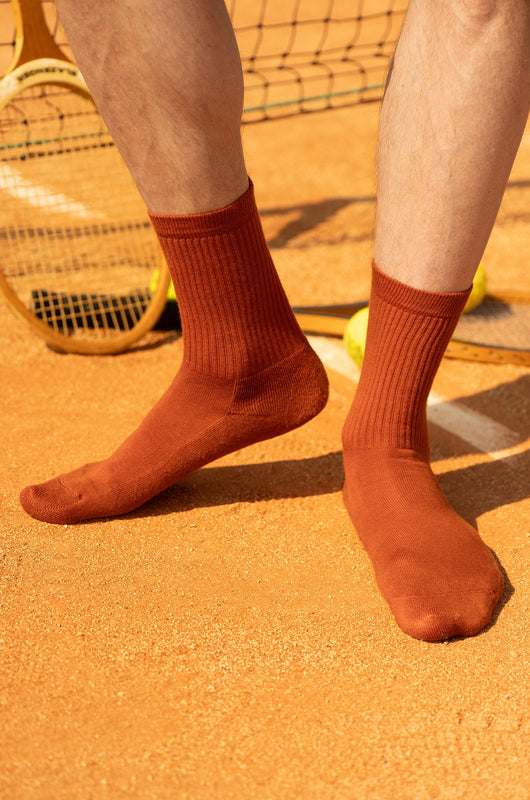 Pétrone chaussettes de tennis coton bio ecocell rouille homme