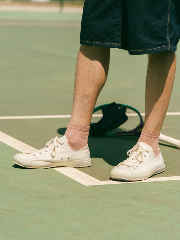Pétrone chaussettes de tennis coton bio ecocell vieux rose homme