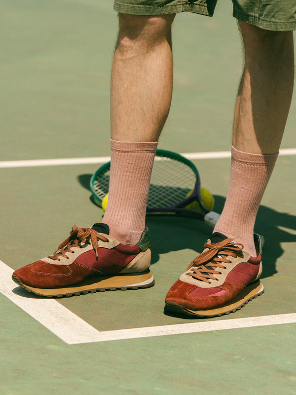 Pétrone chaussettes de tennis coton bio ecocell vieux rose homme
