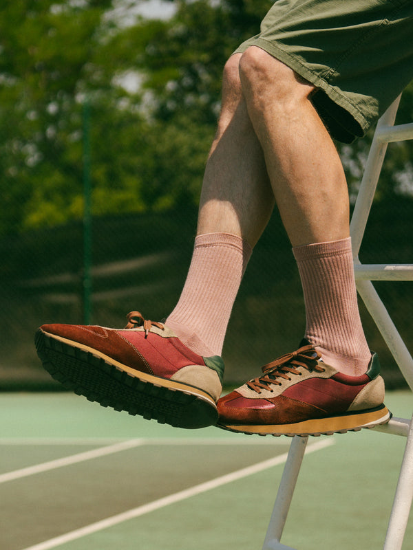 Pétrone chaussettes de tennis coton bio ecocell vieux rose homme