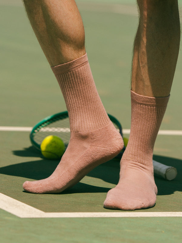 Pétrone chaussettes de tennis coton bio ecocell vieux rose homme