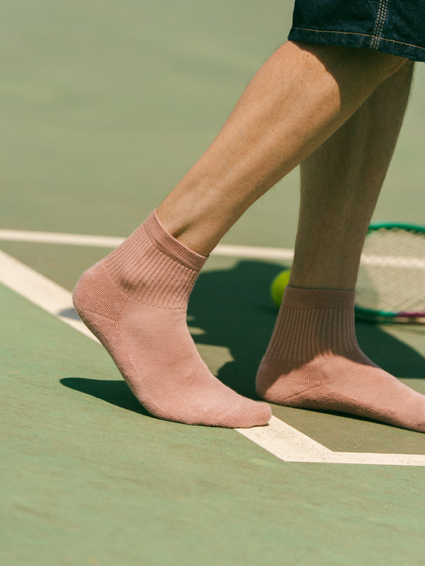 Pétrone chaussettes de tennis coton bio ecocell vieux rose homme