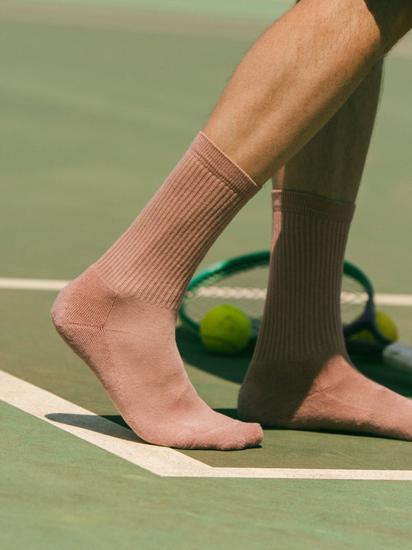 Pétrone chaussettes de tennis coton bio ecocell vieux rose homme