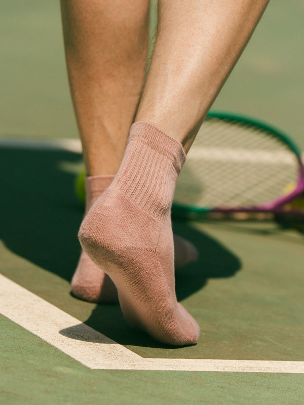 Pétrone chaussettes de tennis coton bio ecocell vieux rose homme