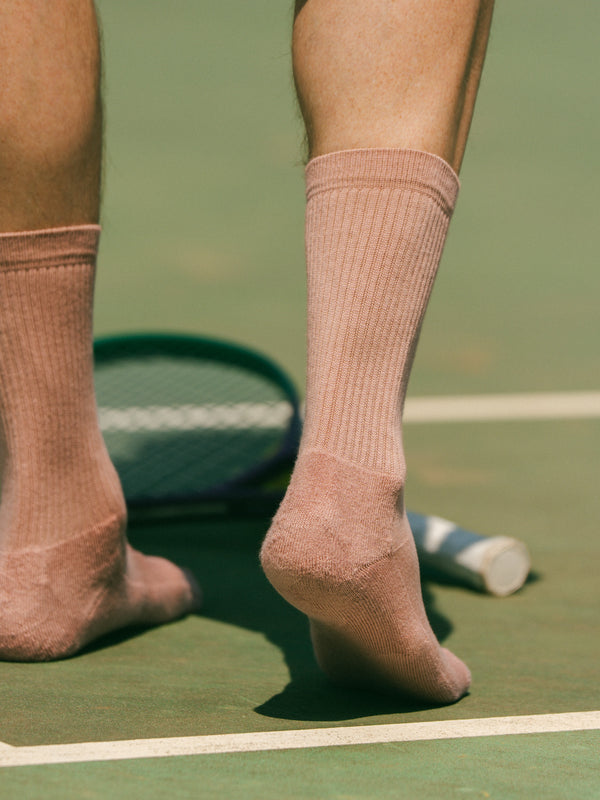 Pétrone chaussettes de tennis coton bio ecocell vieux rose homme
