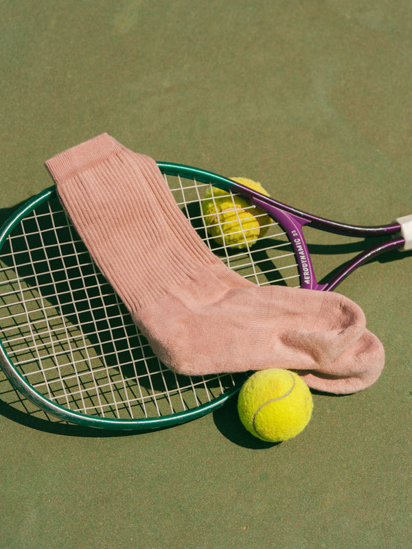 Pétrone chaussettes de tennis coton bio ecocell vieux rose homme