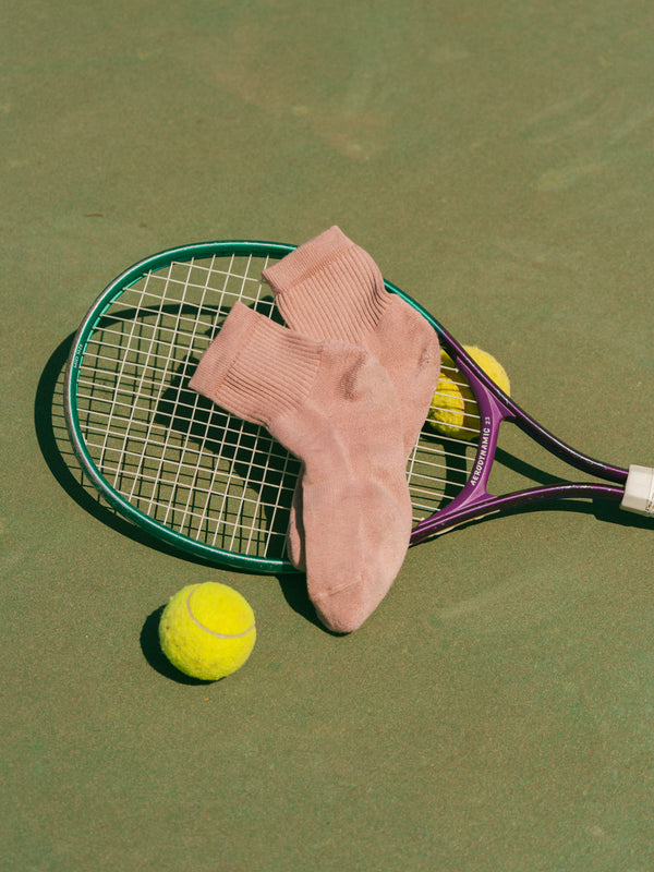 Pétrone chaussettes de tennis coton bio ecocell vieux rose homme