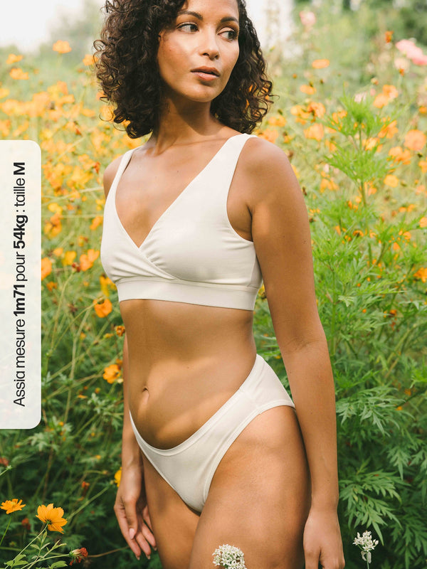 Pétrone culotte échancrée blanc crème femme