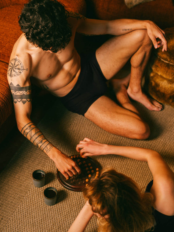 Pétrone boxer côtelé homme confortable coton biologique tencel lyocell noir