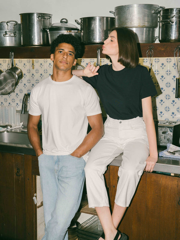 Pétrone T-shirt manches courtes coton pima micromodal blanc crème homme