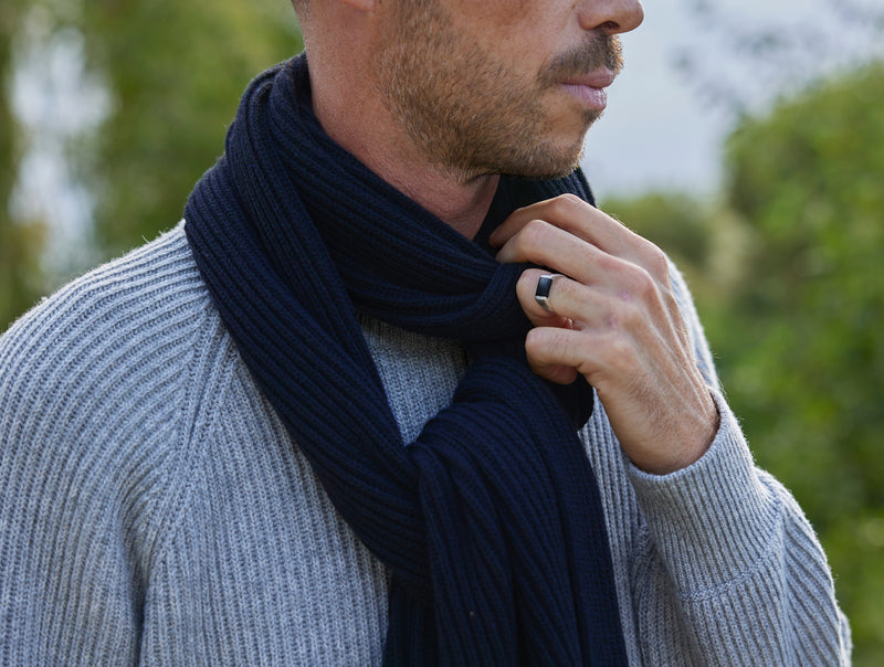 Pétrone écharpe homme bleu marine
