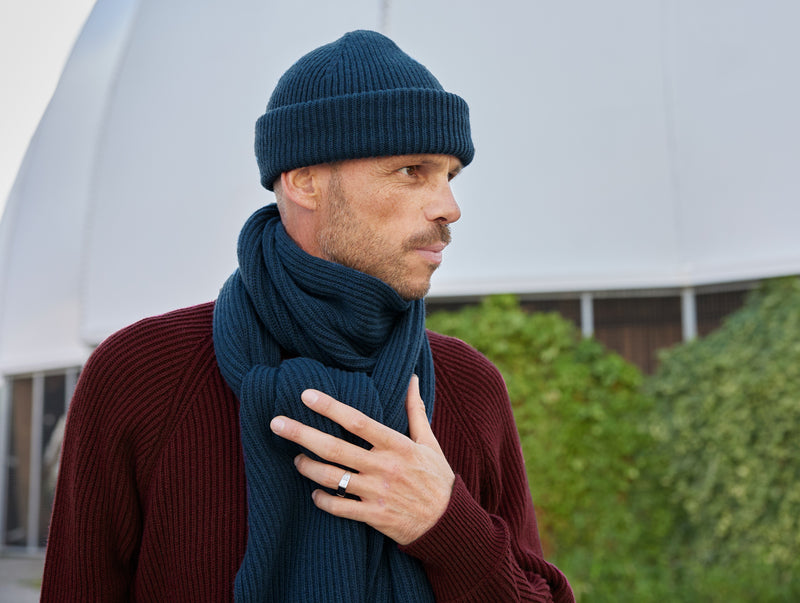 Pétrone écharpe homme bleu pétrole