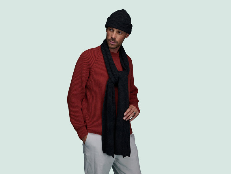 Pétrone écharpe homme zoom gris anthracite chiné