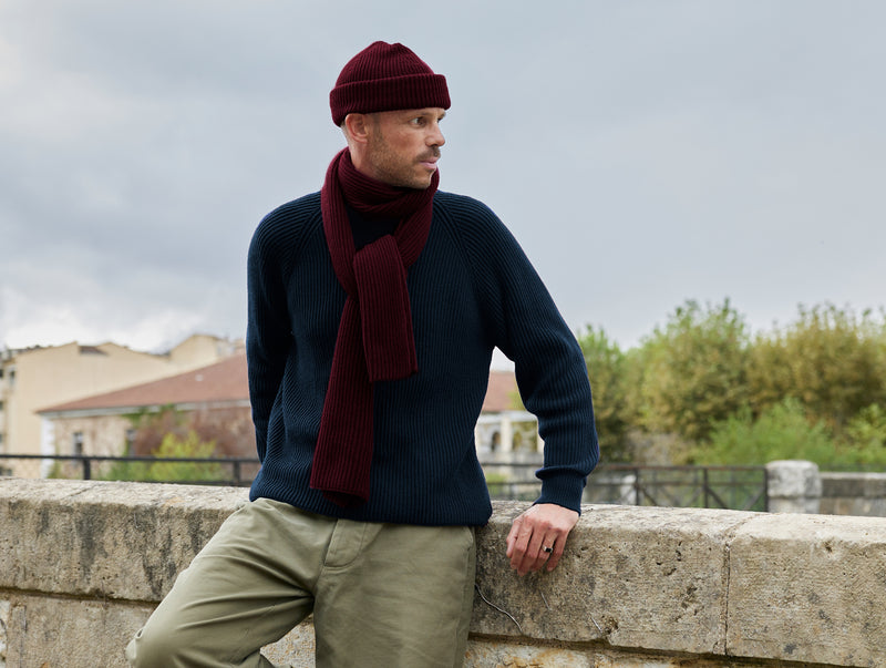Pétrone bonnet homme bordeaux foncé