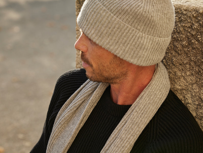 Pétrone écharpe homme gris clair chiné