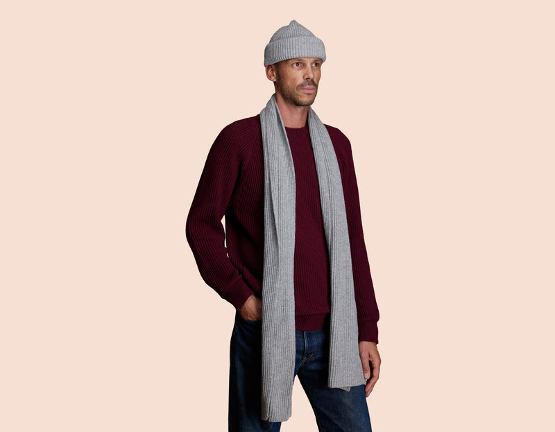 Pétrone écharpe homme gris clair chiné