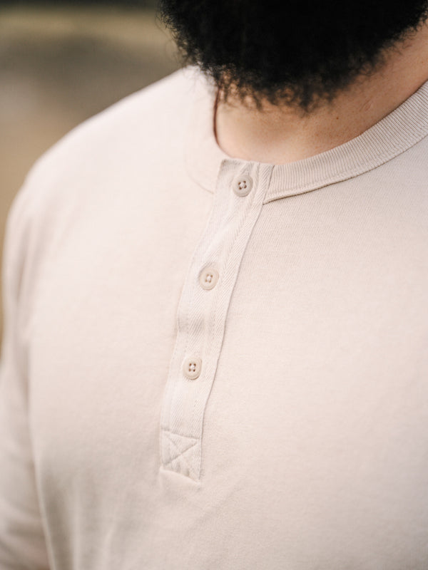 Pétrone Henley cormac manches longues coton bio beige homme