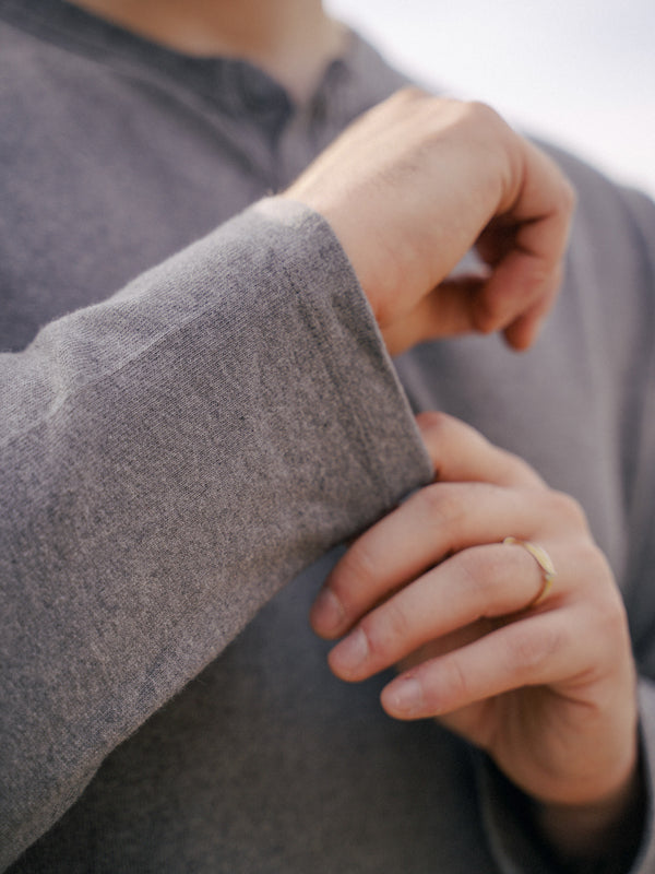 Pétrone Henley cormac manches longues coton bio gris moyen homme