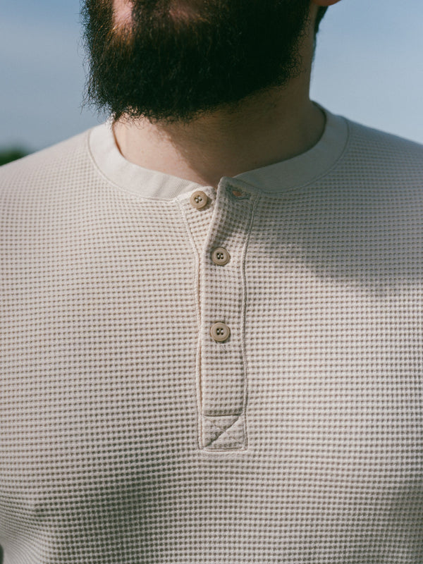 Pétrone Henley cormac manches courtes coton bio Tencel beige homme