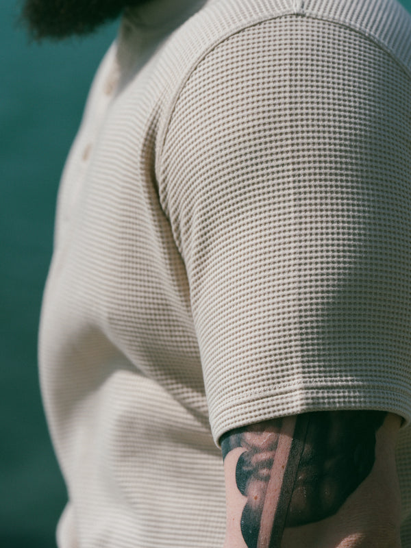 Pétrone Henley cormac manches courtes coton bio Tencel beige homme