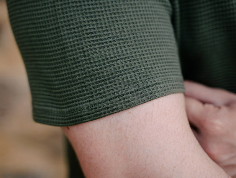 Pétrone Henley cormac manches courtes coton bio Tencel vert kaki homme