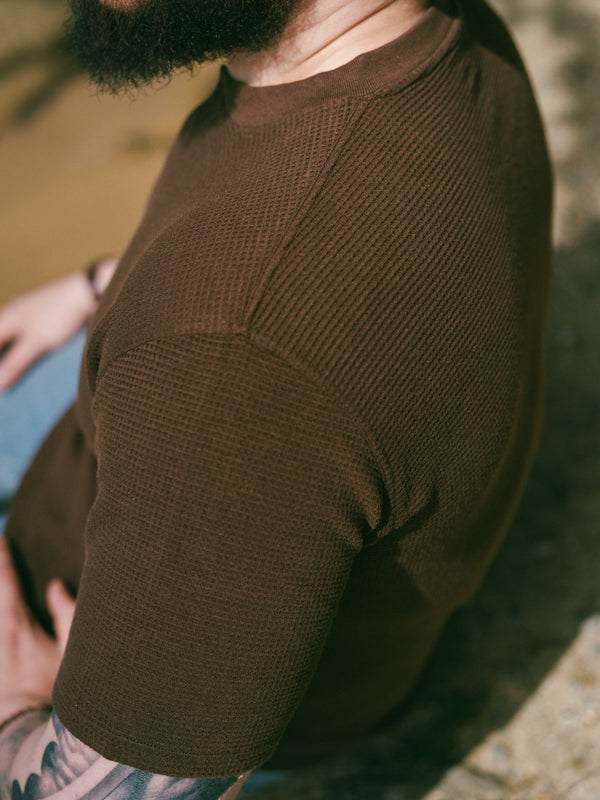 Pétrone Henley cormac manches courtes coton bio Tencel marron homme