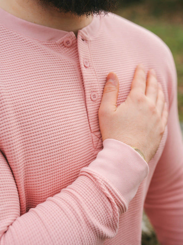 Pétrone Henley cormac manches longues coton bio Tencel rose homme