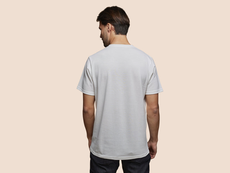 Pétrone Henley manches courtes coton bio blanc crème homme