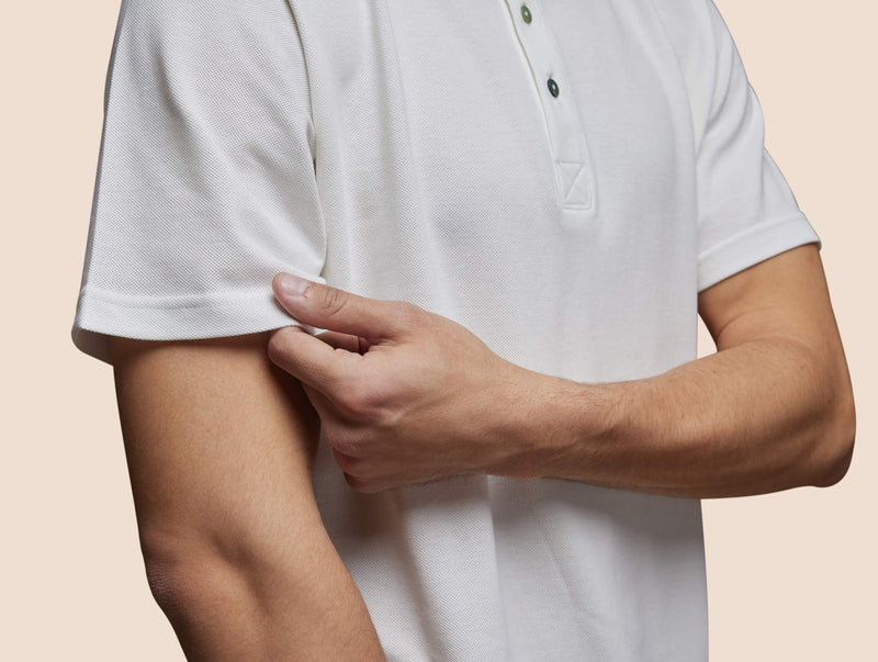 Pétrone Henley manches courtes coton bio blanc crème homme