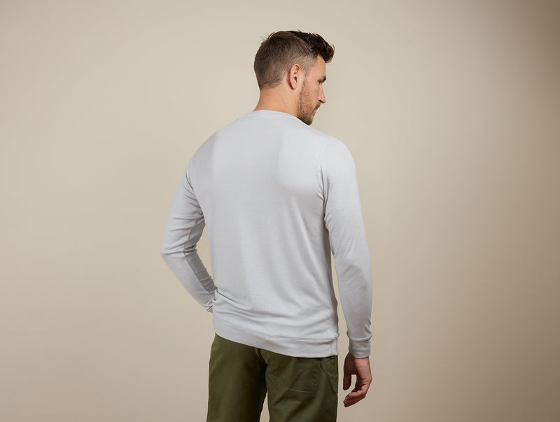 Pétrone Henley manches longues laine mérinos Tencel Gris Clair homme