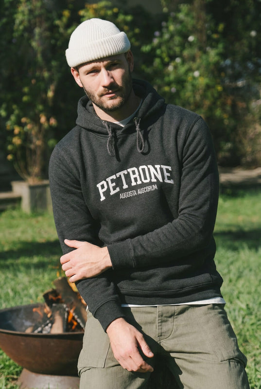 Pétrone sweat capuche hoodie homme Tencel coton bio gris anthracite chiné homme