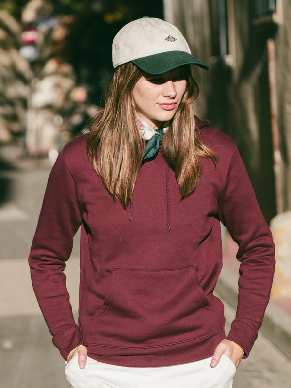 Pétrone sweat capuche hoodie homme Tencel coton bio bordeaux foncé femme