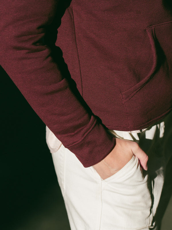 Pétrone sweat capuche hoodie homme Tencel coton bio bordeaux foncé femme