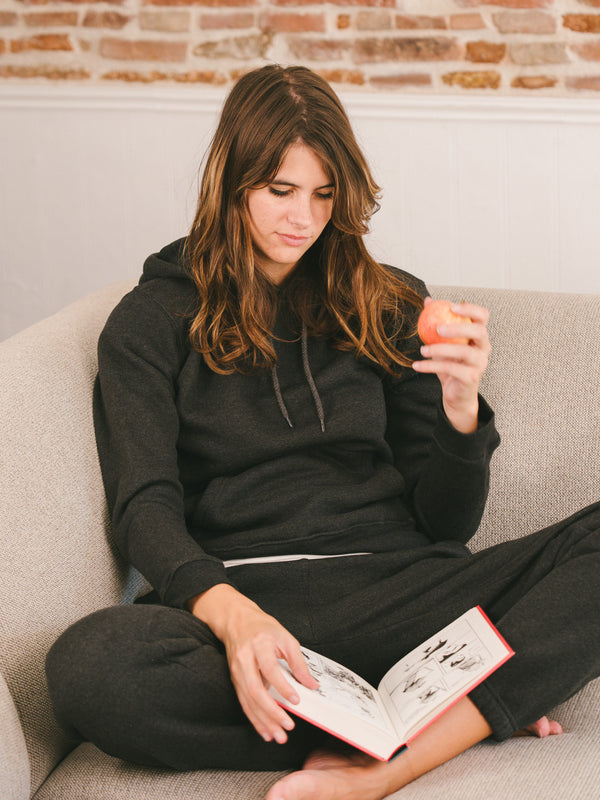 Pétrone sweat capuche hoodie homme Tencel coton bio gris anthracite chiné femme