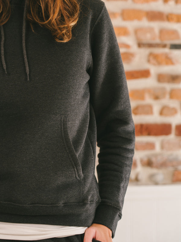 Pétrone sweat capuche hoodie homme Tencel coton bio gris anthracite chiné femme