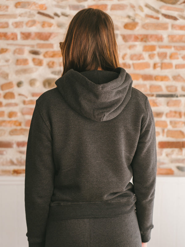 Pétrone sweat capuche hoodie homme Tencel coton bio gris anthracite chiné femme