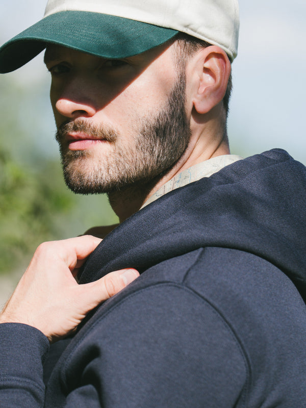 Pétrone sweat capuche hoodie homme Tencel coton bio bleu marine homme