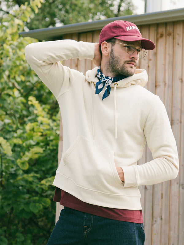 Pétrone sweat capuche hoodie homme Tencel coton bio écru homme